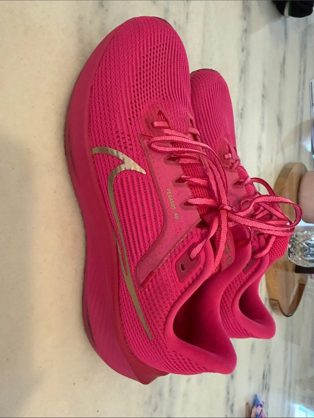 Nike Women's Air Zoom Pegasus 40 - Fierce Pink with Gold Swoosh 9